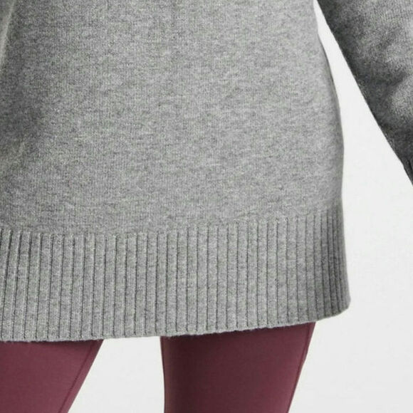 Athleta Wool Cashmere V Neck Long Sleeve Tunic Gray Sweater Cozy Minimalist M - Picture 8 of 16